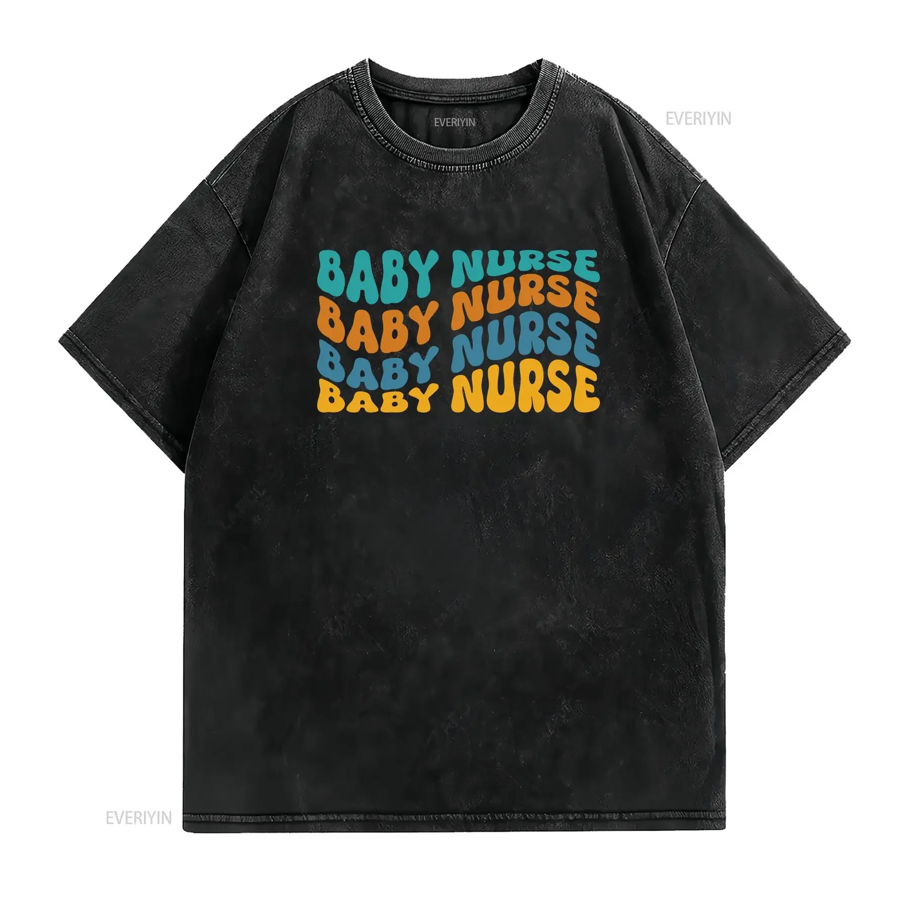 Retro Nurse T Shirt Labor and Delivery Baby New L D Midwife vintage Washed Stretched Unisex fashion Slightly Versatile Soft