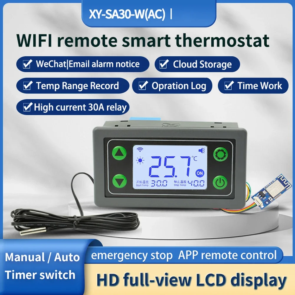 X Y-SA30-W/X Y-SA30 cyfrowy wyświetlacz LCD inteligentny termostat aplikacja na telefon komórkowy zdalnie sterowana 110-220 V 30 Wifi regulator