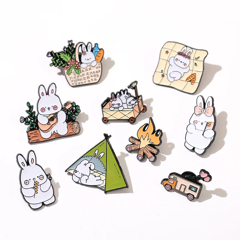 Забавная-брошь-с-капающим-маслом-милый-продаваемый-значок-с-милым-кроликом-костер-палатка-для-кемпинга-значок-с-героями-мультфильмов-оптовая-продажа-с-фабрики