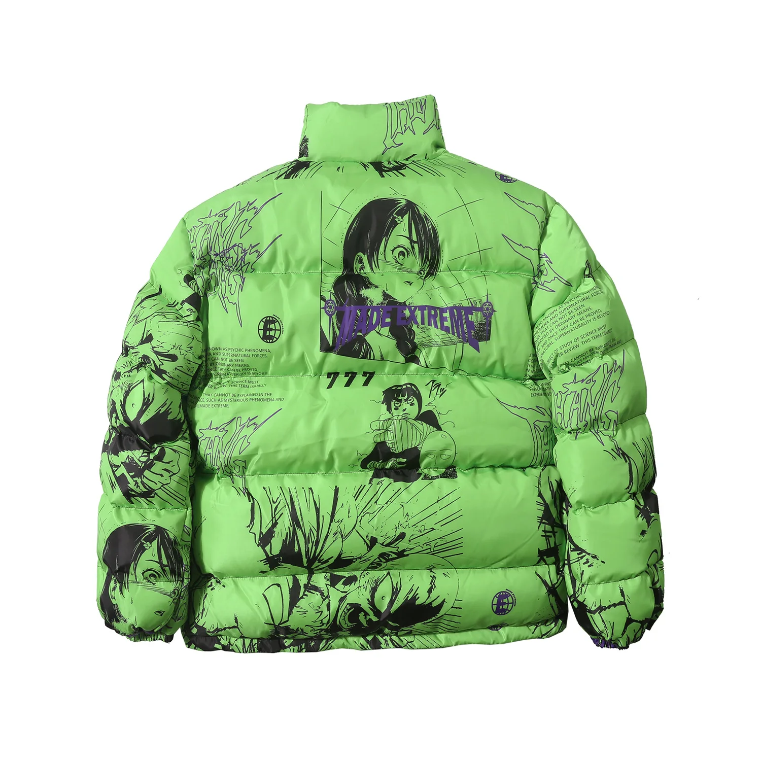 Graffiti Cartoon Anime Jacket Parka Men Women Winter Outdoor Warm Thicken Harajuku Vintage Couple Padded Coats Unisex Streetwear