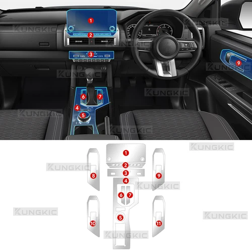 Imagen 2 del producto Para MITSUBISHI L200 2025-UP Interior TPU película protectora cubierta antiarañazos pantalla de navegación película de Panel de engranaje automotriz