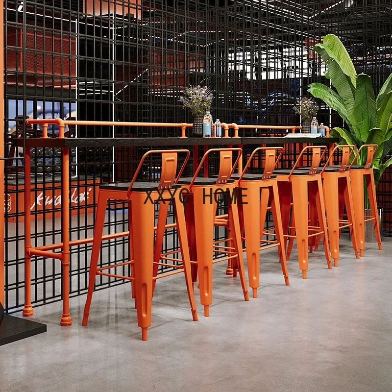 Bar Milk Tea Shop Table and Chair Combination Coffee Shop Creative Goblet Table Wrought Iron Bar Counter Long Table