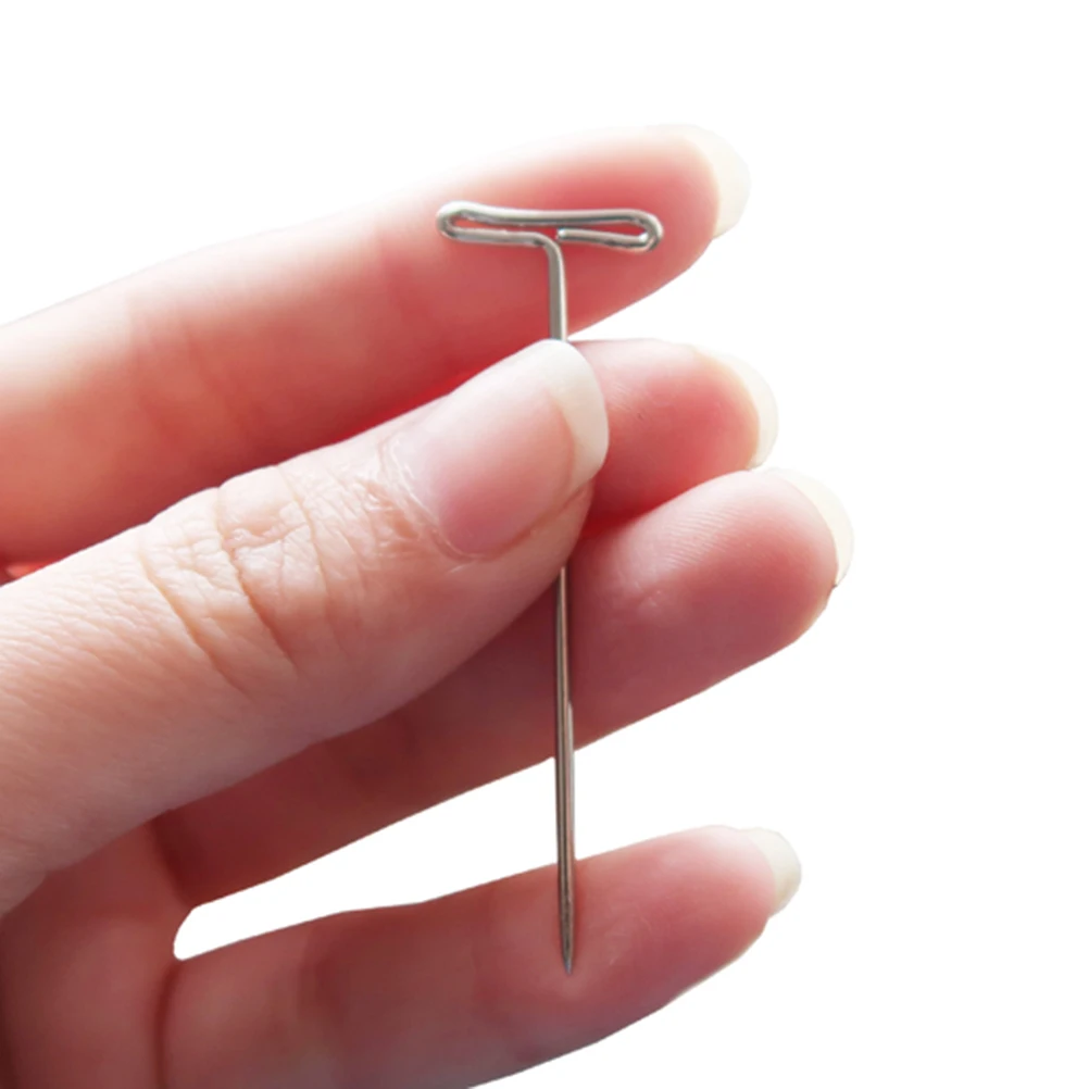 

50Pcs 27Mm Metal T-Pins for Wigs Stainless Steel Craft T Pins with Plastic Box Easy to Insert Remove for Tailors Seamstresses