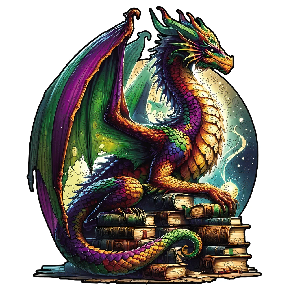 Magisches Drachen-Holzpuzzle, einzigartiges Holzpuzzle in Tierform, besondere Geschenke für Freunde und Familie, modernes Kunstobjekt zur Dekoration des Zuhauses.