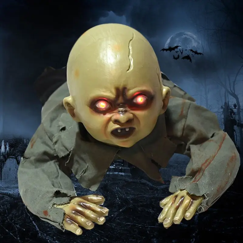 Halloween Haunted House Animated Prop, Crawling Zombie Baby Sculpture, Terrifying Spooky Scene Decoration Ornament Characters
