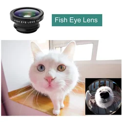 Universally Fish Eye Lens 3in1 0.67X Wide Angle Zoom Fisheye Macro Lenses Kits With Clip Lens For iPhone 16 Xiaomi Huawei Camera