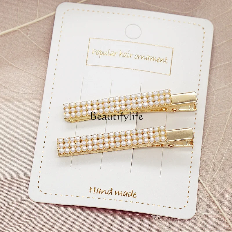 

Korean version of temperament pearl duck bill clip alloy word hairpin