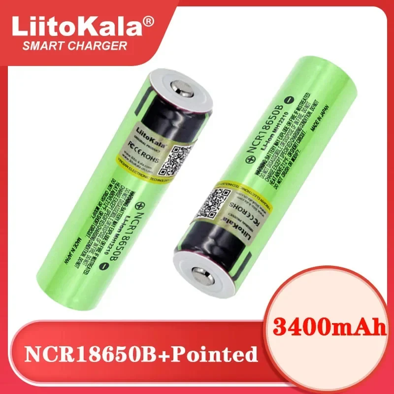 

Original Liitokala NCR18650B 3.7v 3400mAh 18650 Lithium Rechargeable Battery with Pointed(No PCB) batteries