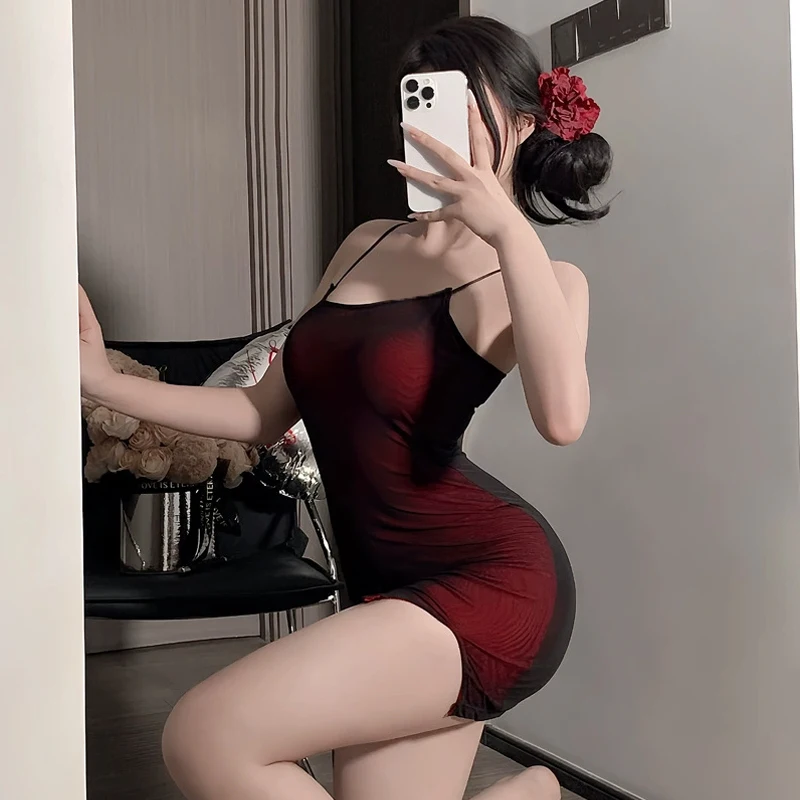 شبكة ملفوفة الأرداف فستان مثير ضيق ومثير أمين S تنورة قصيرة منامة #3