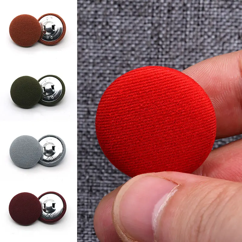 Round Cloth Covered Metal Buttons, Dress Shirt Decorative, Sewing Buttons Accessories, DIY Clothing Colorful Cloth Buttons, 10pc