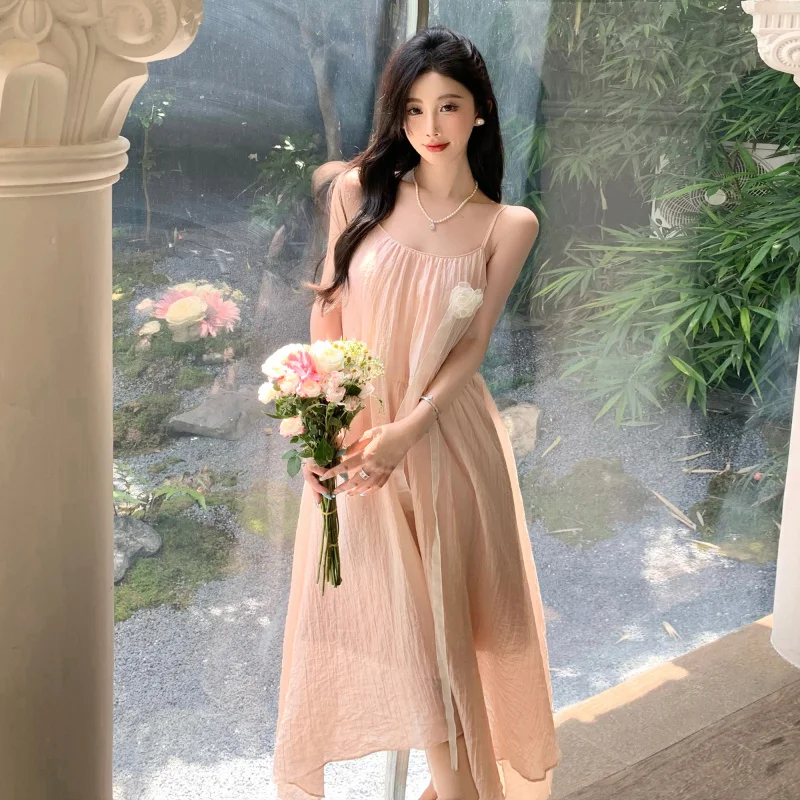 

French Strap Dress Women's Summer Loose Seaside Vacation Vacation Skirt
