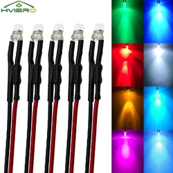 5X Pre Wired LED Round Light Bulb Chip Beads Cable Mini F3 3mm 20cm DC 12V White Warm Red Green Blue Yellow Emitting Diodes Lamp