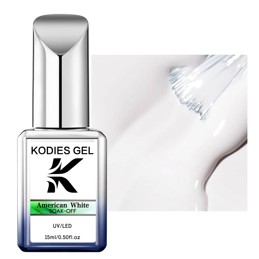 KODIES GEL New American White Gel Nail Polish Vernis Semi Permanent UV Soak Off Gel Varnish Super White Nail Art French Manicure