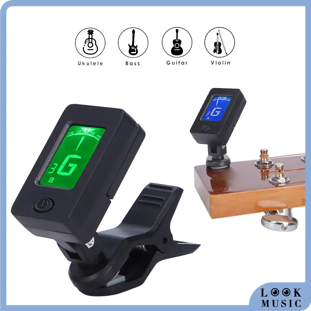 Clip-On Digital Guitar Tuner 360 Degree Rotatable LCD Guitarra Tuner Portable Universal LCD Display Digital Ukulele Bass Tuner