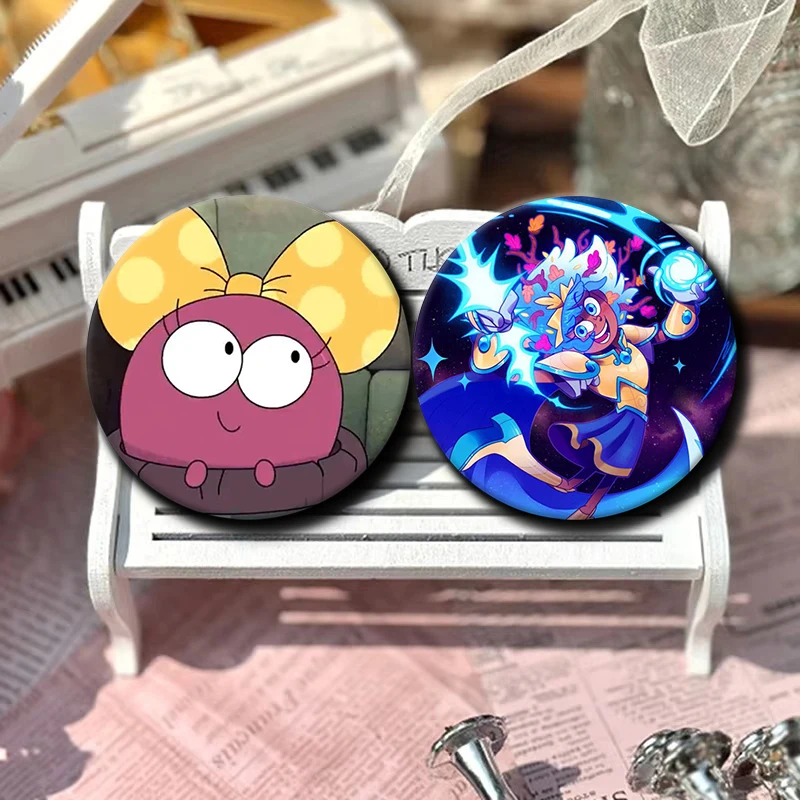 1PC Anne Boonchuy,Sasha Waybright, Brooch Anime A-Amphibia Pin Brooches for Backpack Accessorie Round Cartoon Badge Jewelry Gift