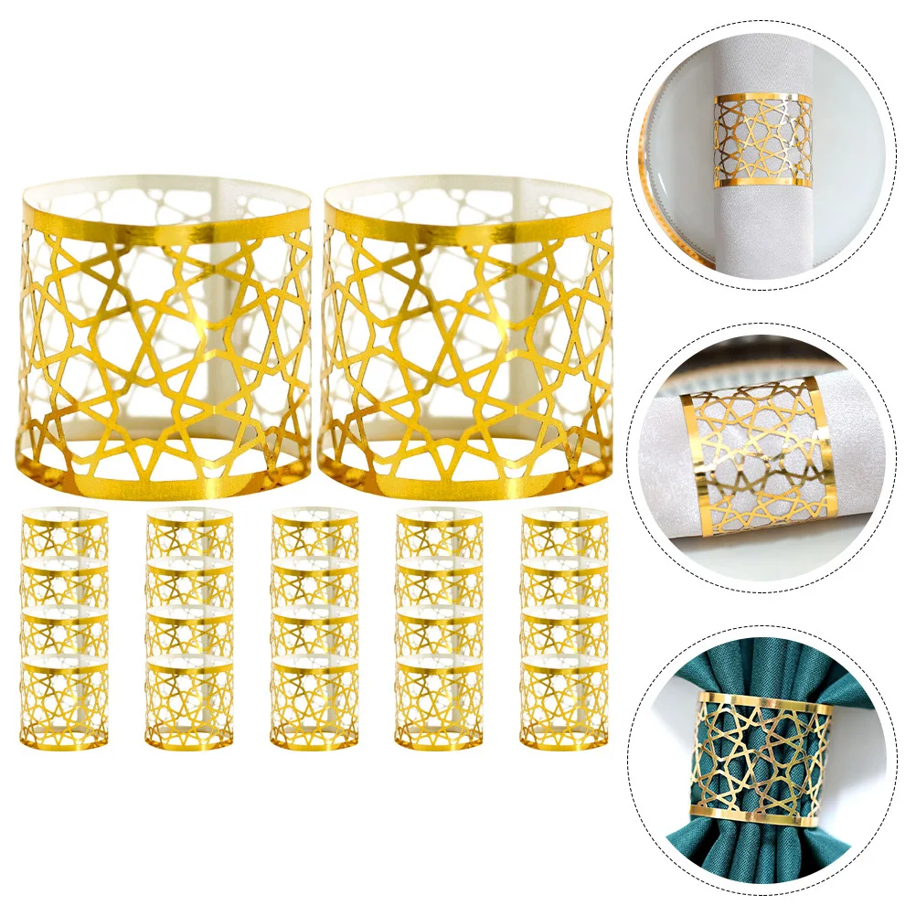 

50Pcs Paper Napkin Buckles Hollowed Decorative Serviette Rings Chic Compact Napkin Accessory Party Home Hotel Supplies