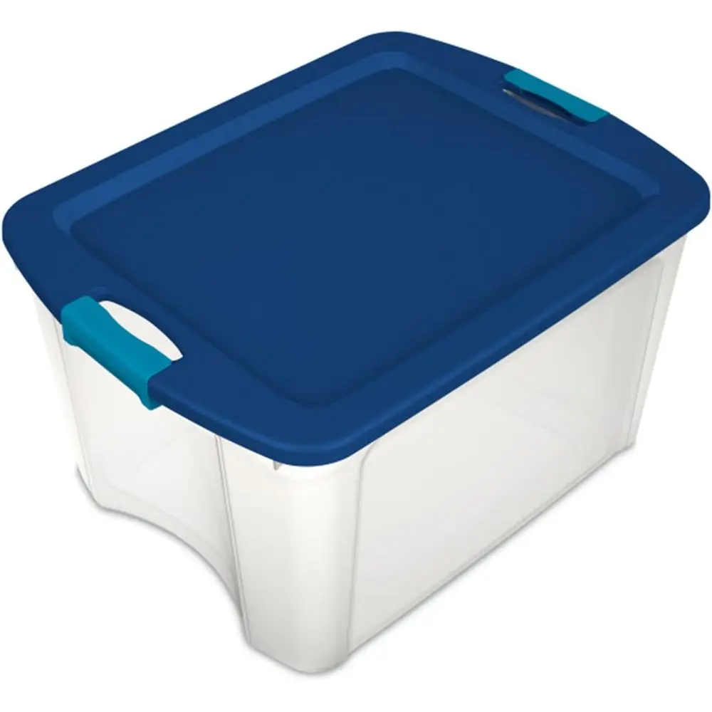 

6-Pack Clear Blue Stackable Storage Bins with Lids for Closet Organization