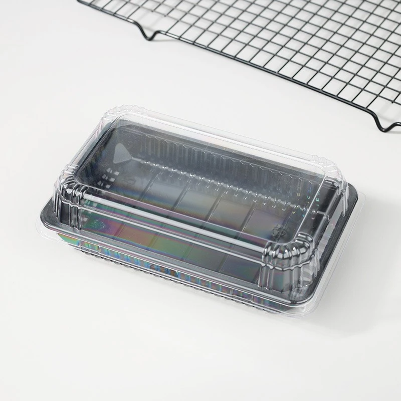 Black Background Rectangular Old Cake Bread Baking Packaging Box Local Chicken Cake Disposable Blister Box H-112