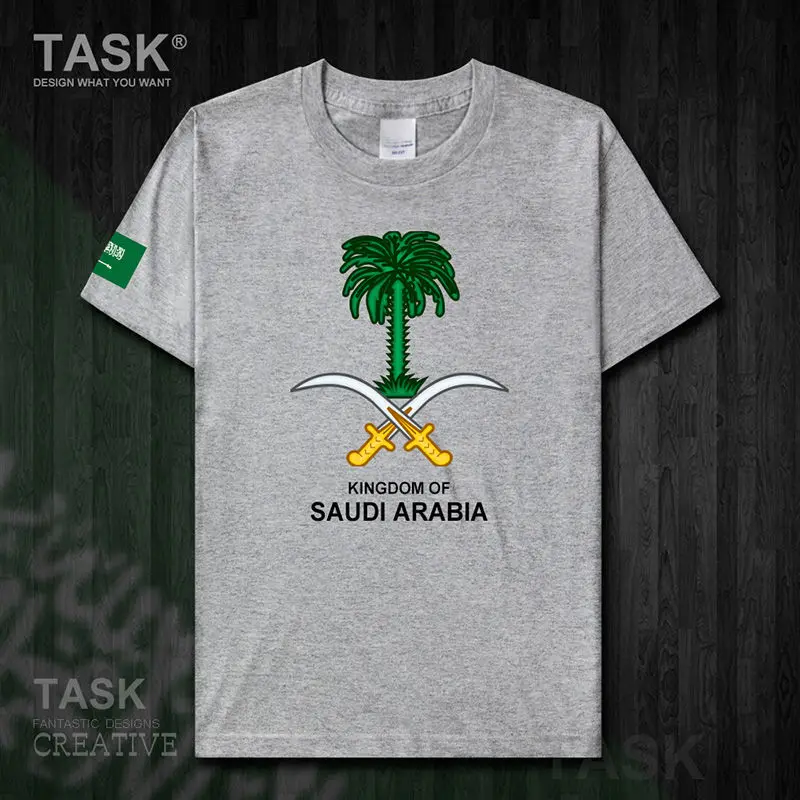 Saudi Arabia Saudi Arabia Cotton T-shirt Short-sleeved Women\'s Sports Football National Team Logo Summer Unisex