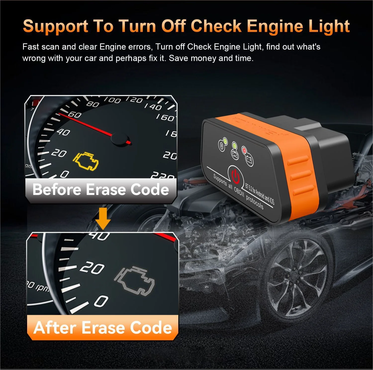 KONNWEI KW901 Dual Mode Bluetooth OBD2 Auto Scanner Bluetooth 4.0 5.0 5.2 Compatible ELM327