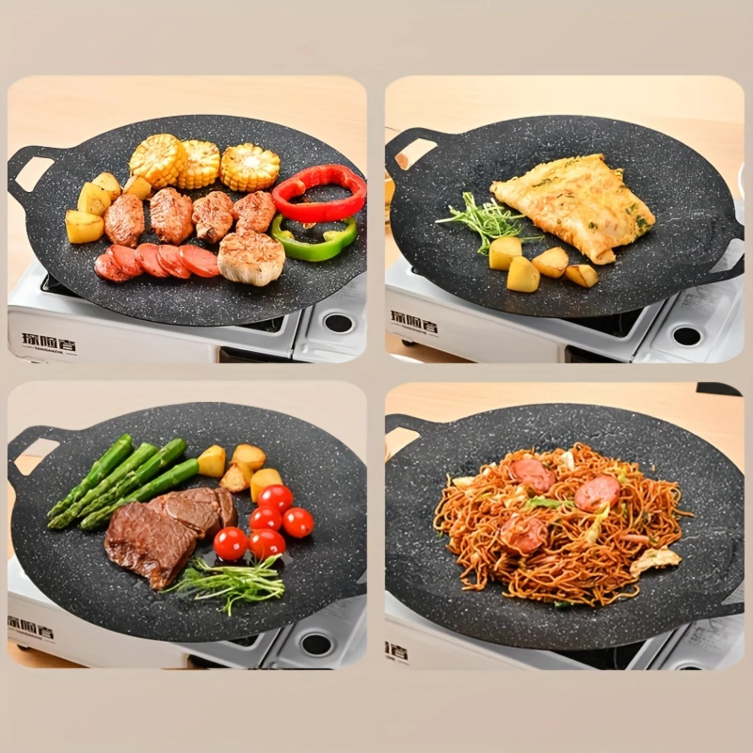 1pc Premium Non-Stick BBQ Pan for Outdoor Camping and Home Cooking - Ideal for Grilling Steaks, Burgers, and Veggies!