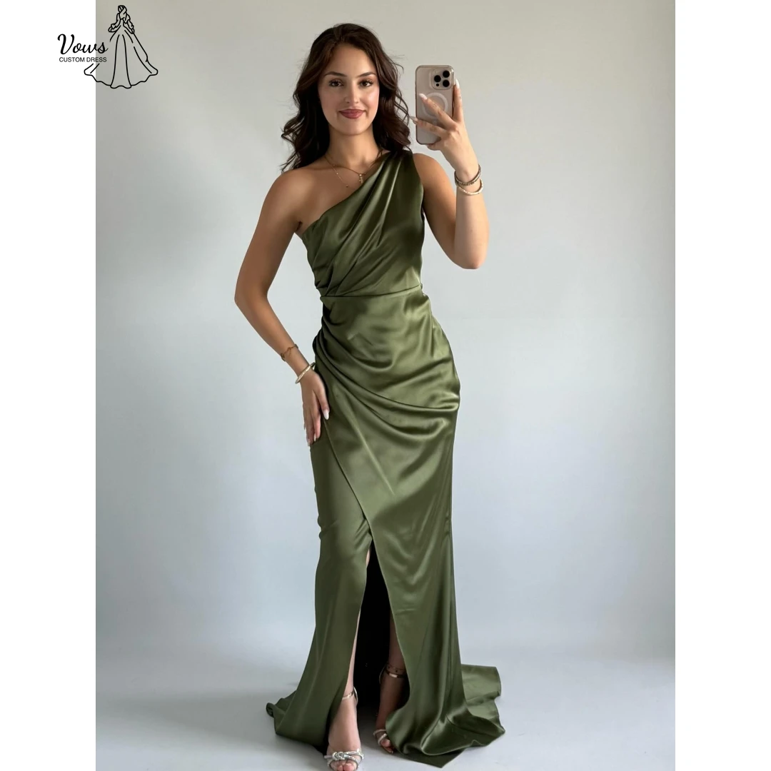 

Vows Single-shoulder Sleeve Evening Dresses Prom Dresses 2025 Slit Custom Made Line A Women's Evening Dress Woman Elegant Gown