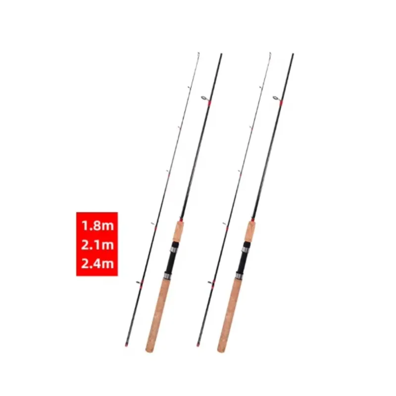 

1.8m 2.1m 2.4m Carbon Fiber Fishing Rod with Wooden Cork Handle Medium Freshwater & Saltwater Carp Trout Marlin for Lake Fishing