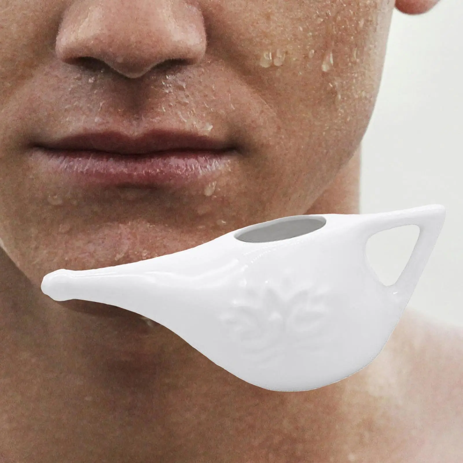 Ceramic Neti Pot 180ml Leakproof for Travel Portable Comfortable Grip Nose