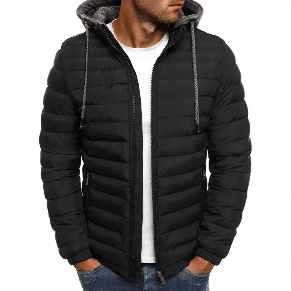 New Oversized Men\'s Detachable Hat Thickened Hooded Cardigan Drawstring Winter Thickened Warm Jacket Coat Winter 2024  Top