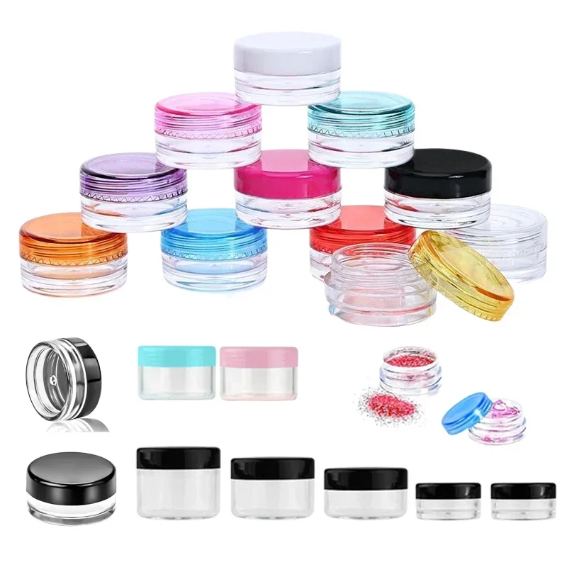 30Pcs Empty 2g-20g Mini Clear Round Plastic Cosmetic Sample Jars Portable Travel Containers For Creams Nail Patch Eye Shadow