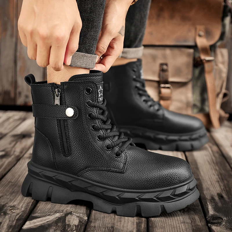 Botas de tornozelo mocassins sapatos masculinos tênis casuais tênis esportivos e de lazer para homem resistente ao desgaste antiderrapante moda