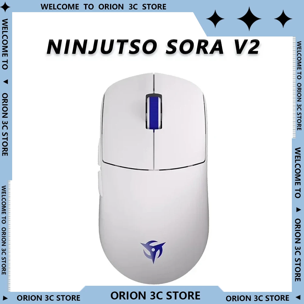 Ninjutso Sora V2 Mouse Wireless 2Mode Kit USB Mouse Lightweight Paw3395 Sensor Low Latency Light Weight Customized Gamer Mouse