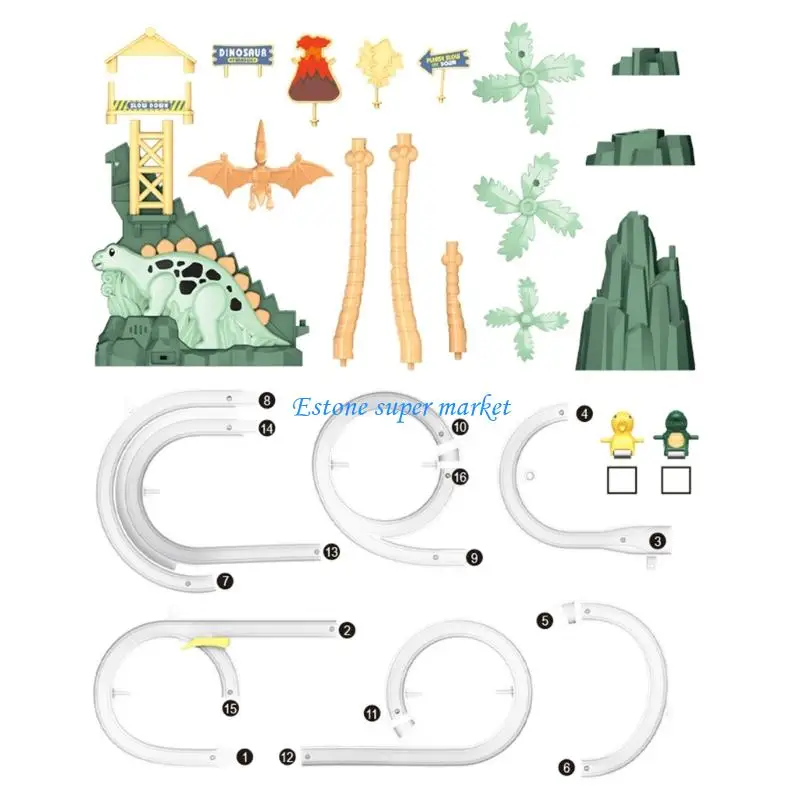 

090B Моторизованная гоночная игра с динозаврами со слайдом для подъема по лестнице и интерактивными обучающими функциями для