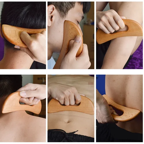 Imagen 2 del producto Tablero de raspado de madera Gua Sha, herramienta de masaje, tablero de masaje de Guasha adelgazante, herramienta de terapia de masaje corporal