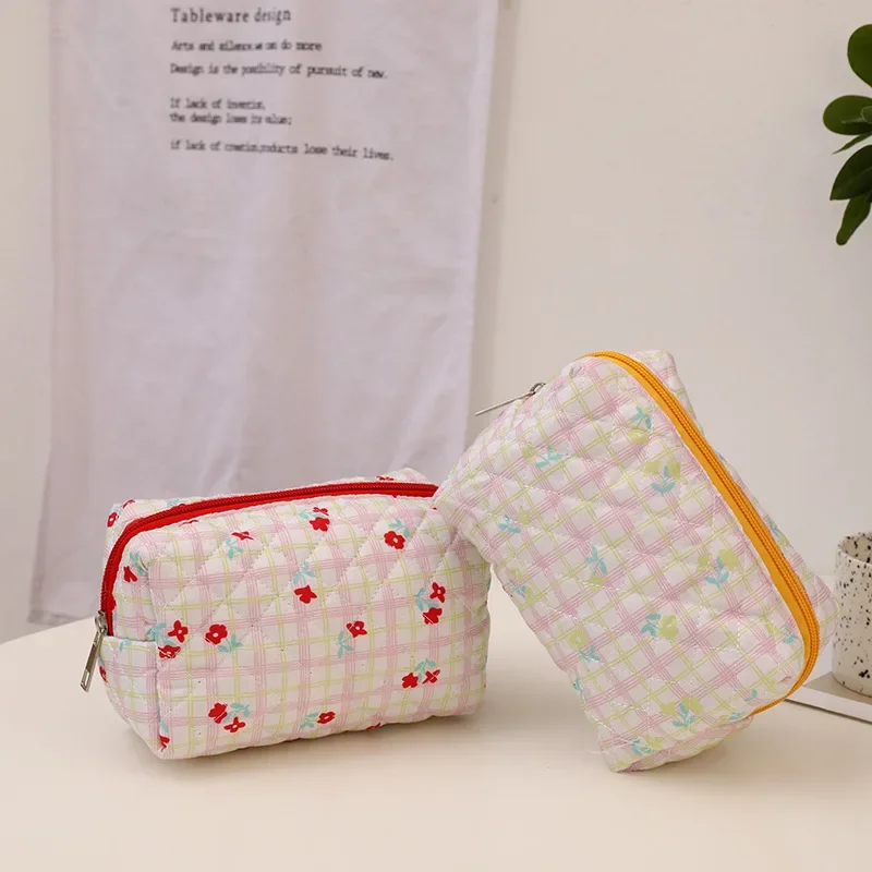 Liberty Quilting Makeup Bag Soft Cotton Clutches Women Zipper Cosmetic Organizer Cute Large Make Up Purse Toiletry Pencil Cases