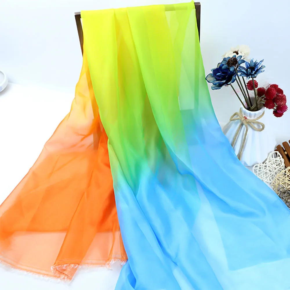 Multicolor Gradient Brocade Silk Chiffon Fabric Tulle Handmade DIY Ancient Hanfu Dancing Dress Wedding Decor Garment Accessories