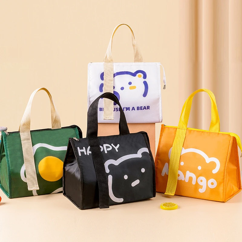 Waterproof Oxford Food Bag Cooler Bag Travel Picnic Pouch Insulation Bag Lunch Bag Bento Bag Food Storage Container Cartoon Tote