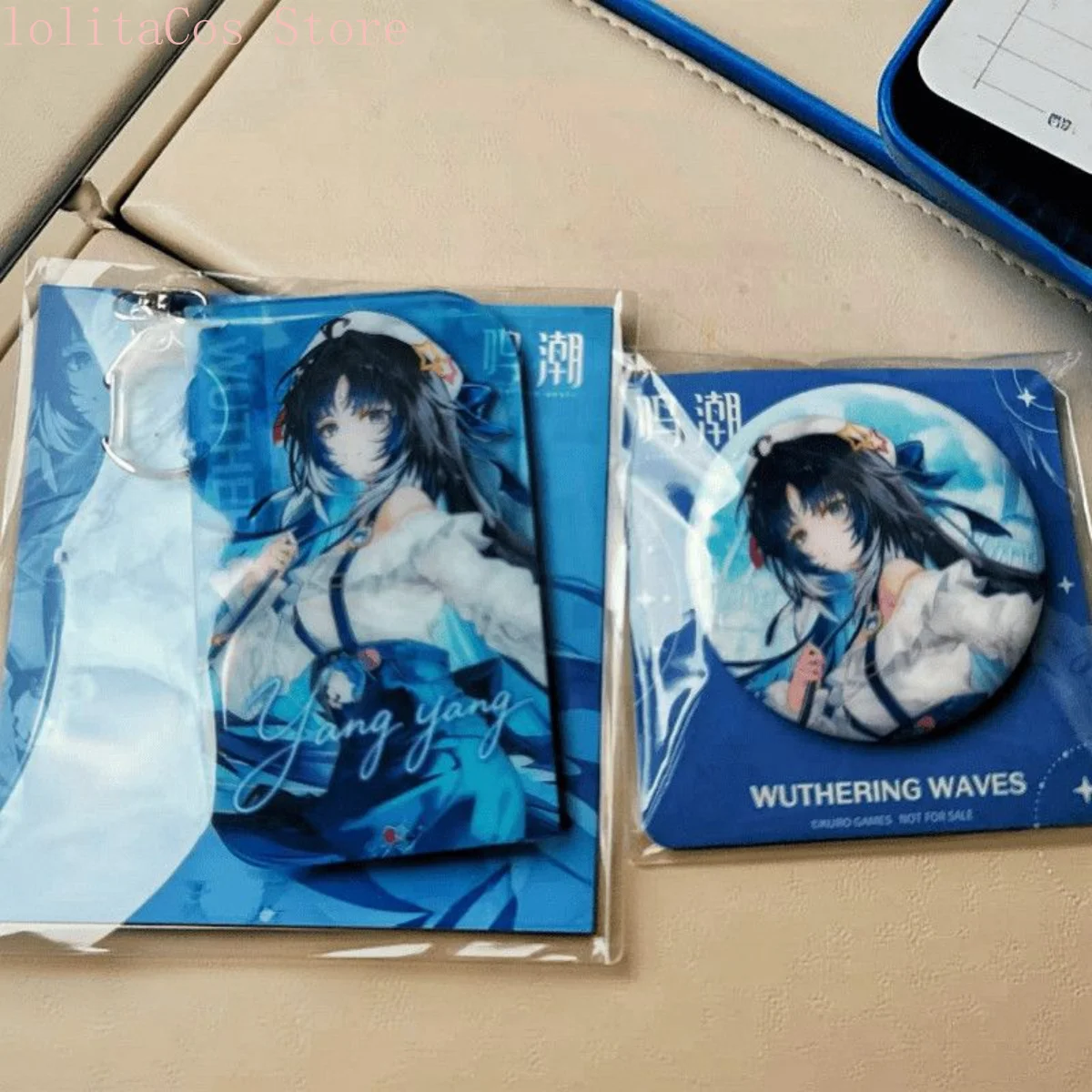 Wuthering Waves Yangyang Xuanling Anime Double Flash Tin Badge Brooch Acrylic Keychain Pendant Birthday Gift Cosplay Accessory