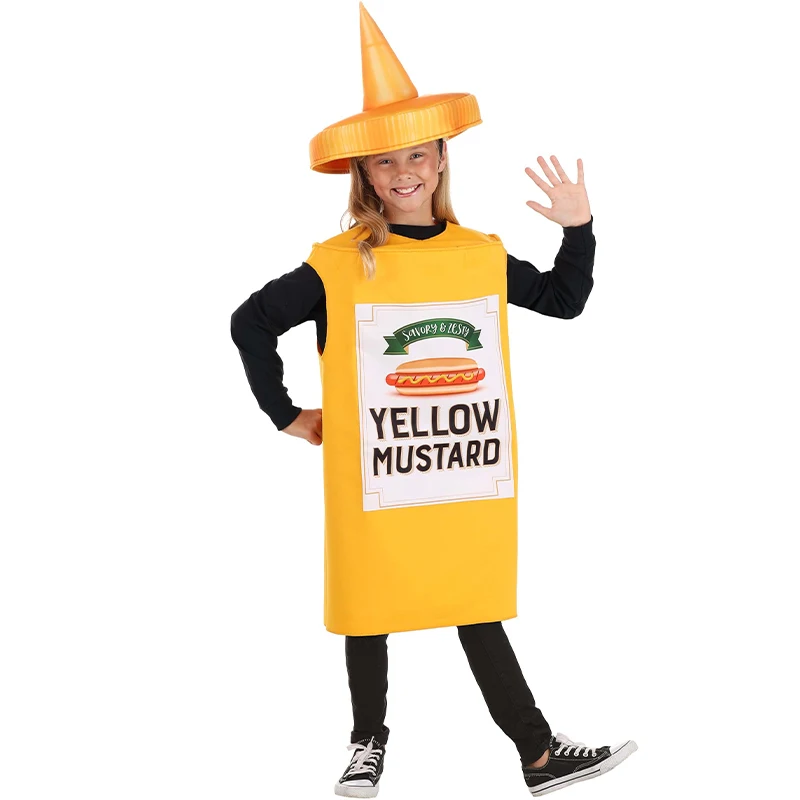 Unisex 2024 Girl Food Fancy Dress Up Cosplay Boy Kids Mustard Ketchup Fun Halloween Costume Set