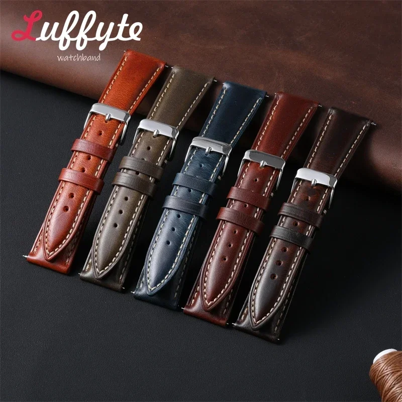 Ölwachs Verfärbung Echtes Leder Uhrenarmband 18mm 19mm 20mm 21mm 22mm Schnellverschluss Universal Ersatzarmband – Detail 2