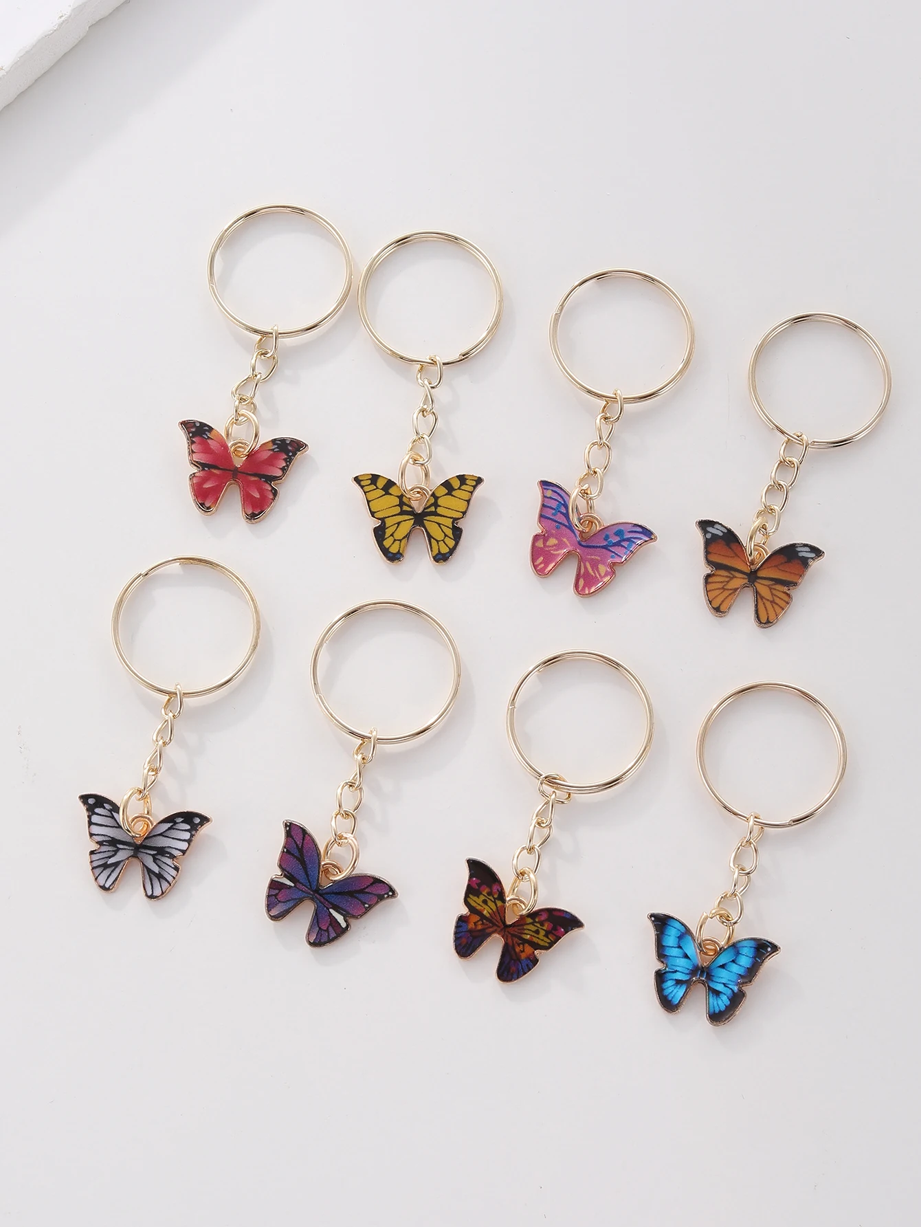 8 stücke Boho Schmetterling Schlüssel bund niedlichen Sommer Tier Schlüssel anhänger Ring Geldbörse Tasche Rucksack Charme Ohrhörer Fall Abdeckung Zubehör Frauen Geschenk – Detail 5