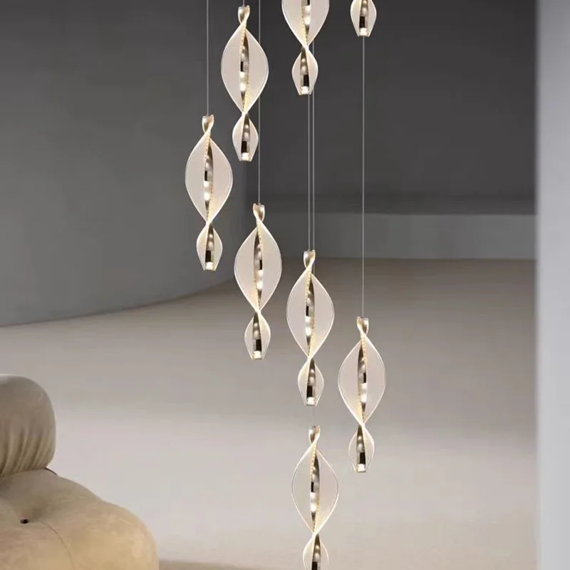 Modern Irregular Geometric Chandelier Staircase Living Room Luxury Lamps Dining Table Lighting LED Pendant Light Home Decoration