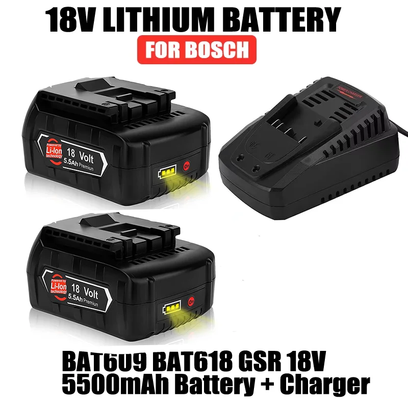 BAT609 BAT610 BAT618 BAT619 18V 5500mAh Lithium-Ionen Batterie Ersatz Für Bosch 18V Professionelle Bohrer Batterie GBA 18V GSR 18V