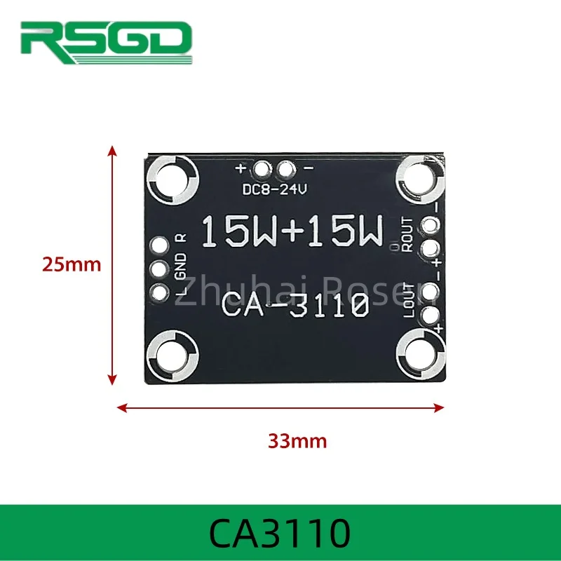 New CA3110 2X15W Digital Audio Stere Amplifier Board  Mini Binaural AMP Controller 100dB DC8-24V TPA3110 Amplifier Audio Board