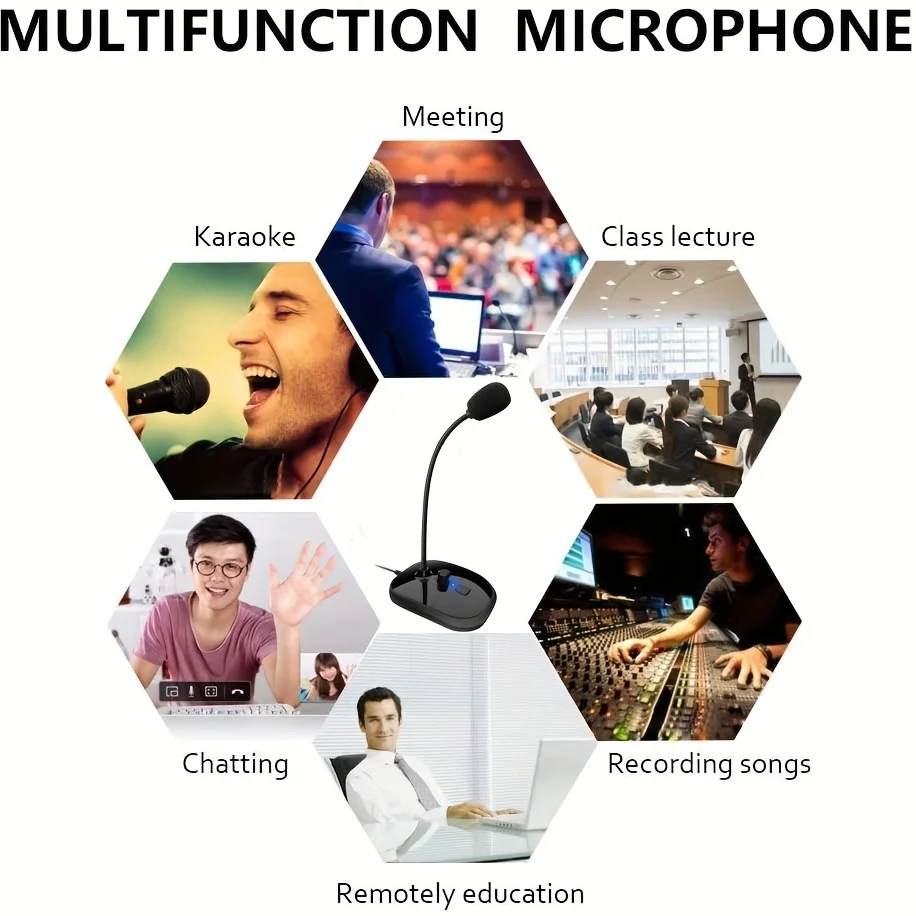 Omnidirectional USB Gooseneck Microphone with Volume Control & Mute Button | Plug & Play for Streaming on Computer, Laptop