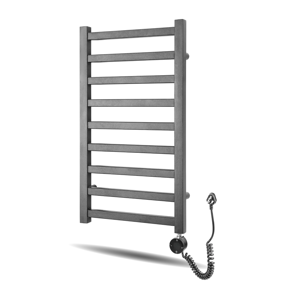 Bathroom Black Electric Towel Rack Wall-mounted Bath Towel Heater Plug-in Electric Towel Rack