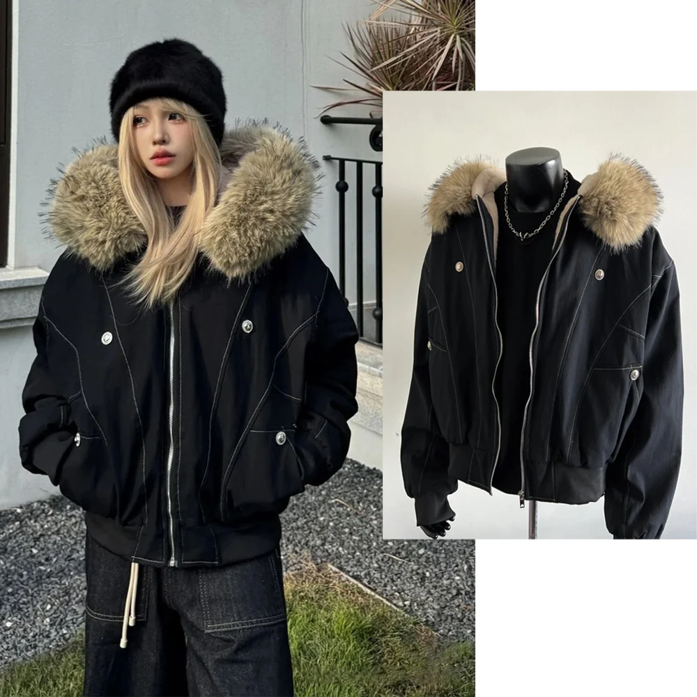 Subkultura Harajuku Vintage Safari kabáty s kapucí pro ženy na zip mikiny ležérní streetwear grunge bunda Y2k stojáček - náhled 6