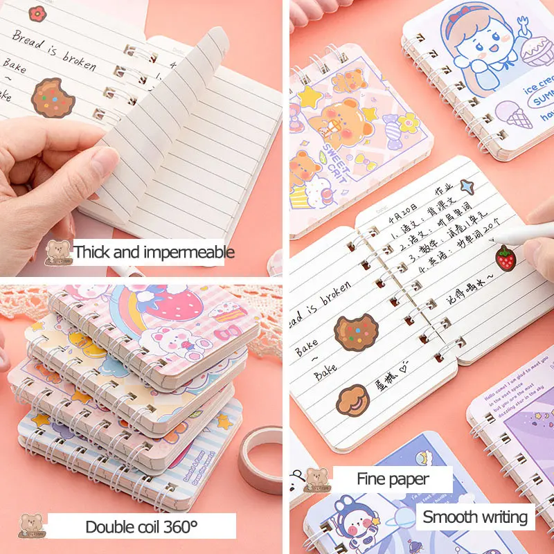 Kawaii A7 Notebooks 80 Sheets Journals Oil Painting Landscape Coil Book Kpop Notepad Portable Stationery Agenda School Supplies