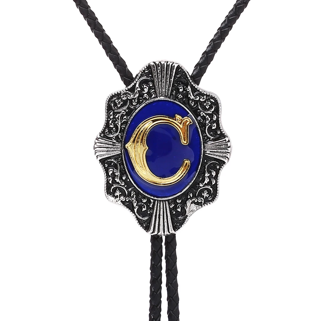 New American western fashion men's and women's 26 letters blue bolo tie