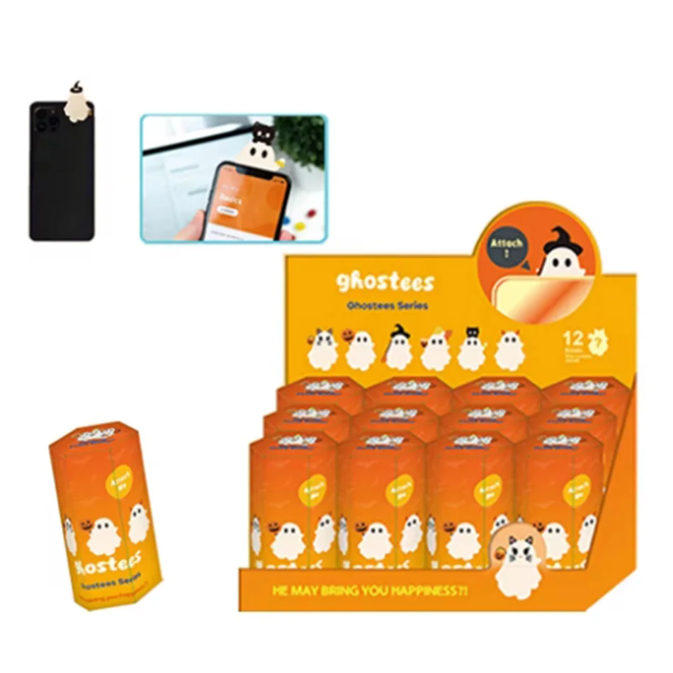 

Хэллоуин телефон Бадди Stick-On Mystery Ghost тыква Топпер милый прочный клейкий липкий декор для смартфонов